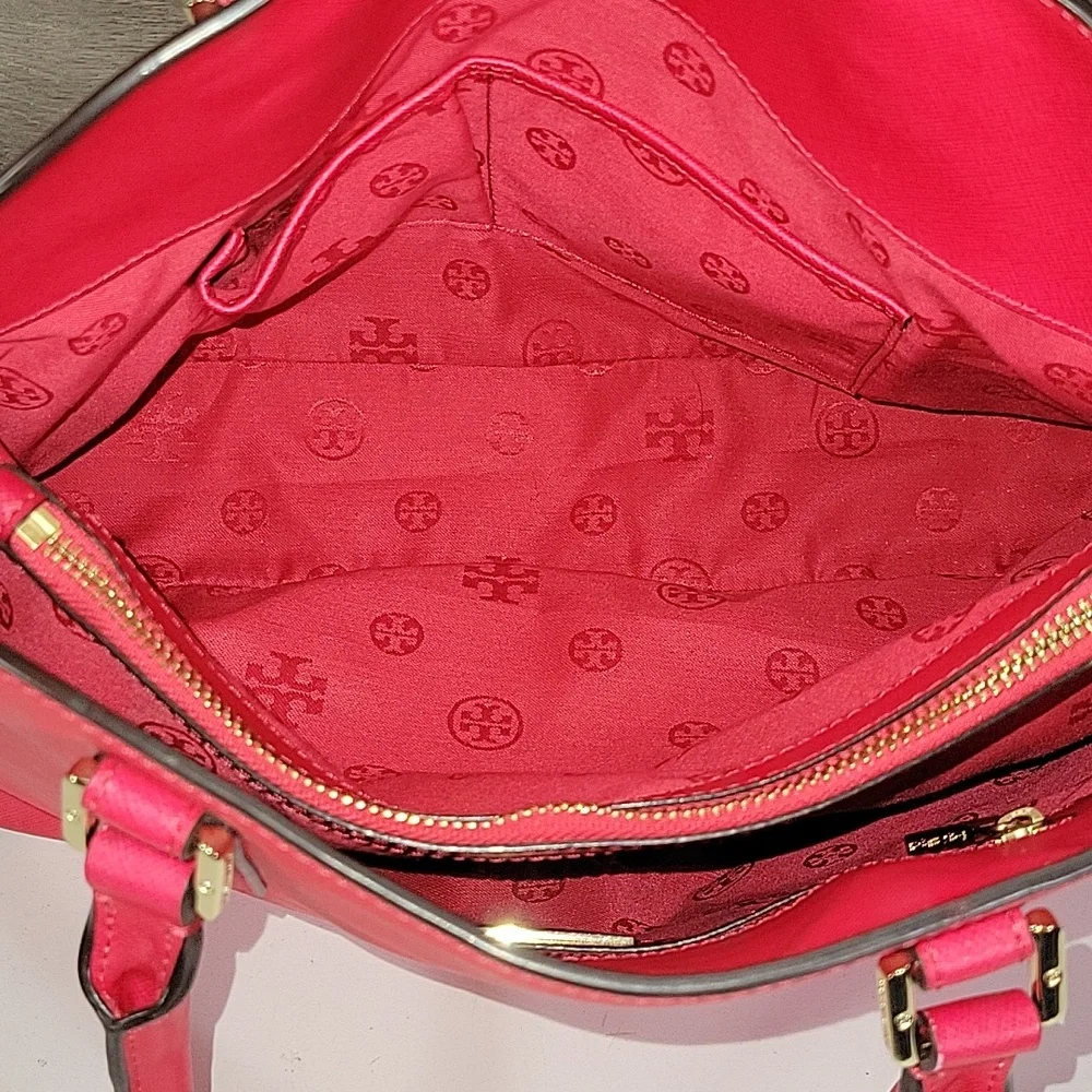 Tory Burch Fuchsia Saffiano Leather Dome Satchel Handbag